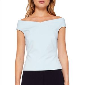 NWT Ted Baker Pale Blue Bardot Off Shoulder Top